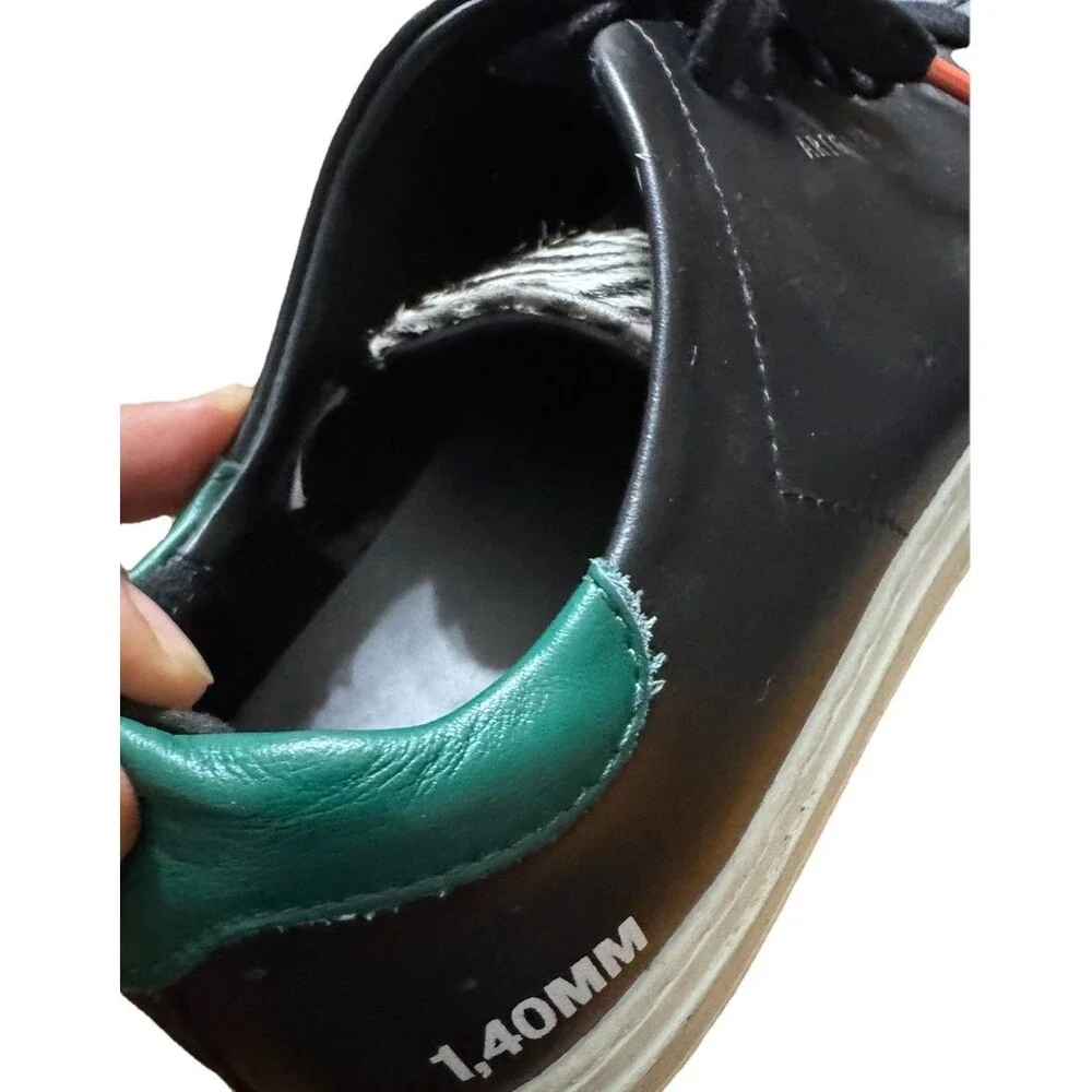 Chic‎ Axel Arigato Clean 90 Sneakers Black Green Real Fur Leather Sz 7.5